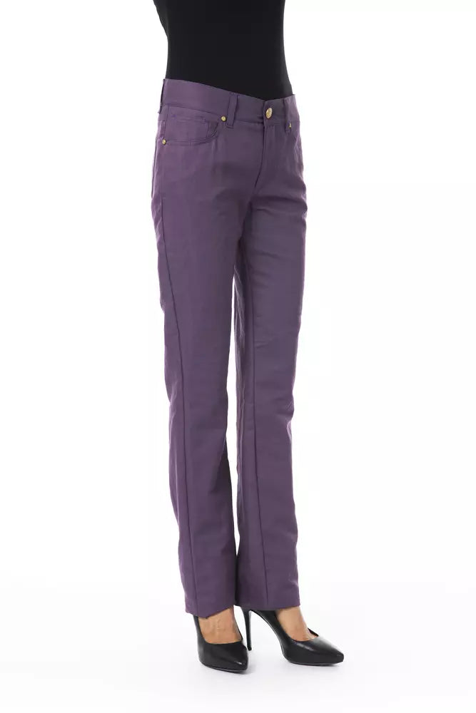 BYBLOS Purple Cotton Women Pant - ClickThatClicks 