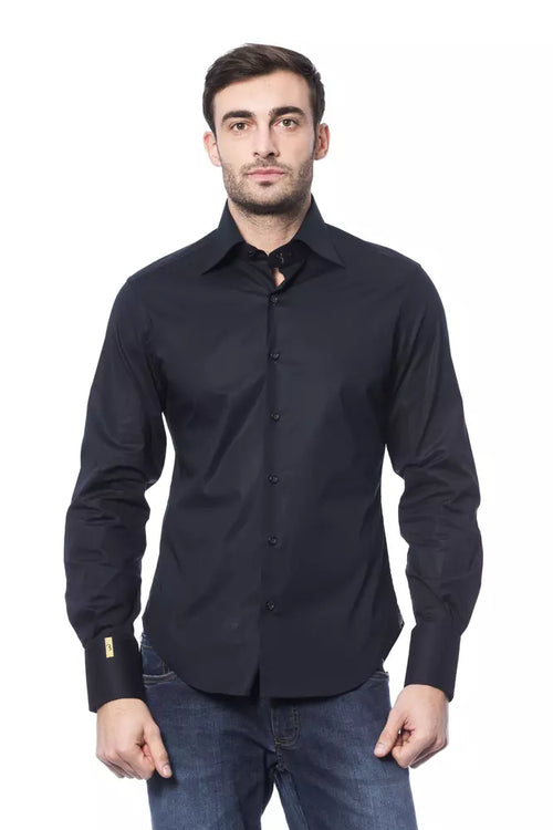 Billionaire Italian Couture Blue Cotton Men Shirt - ClickThatClicks 