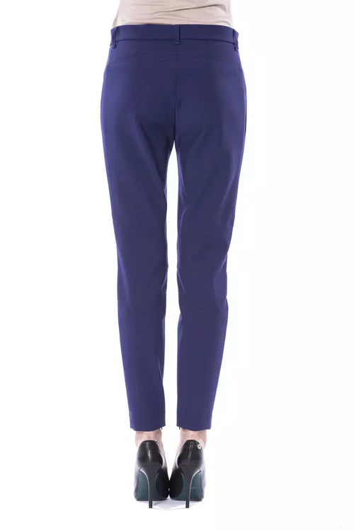 BYBLOS Blue Polyester Women's Slim-Fit Pant - ClickThatClicks 