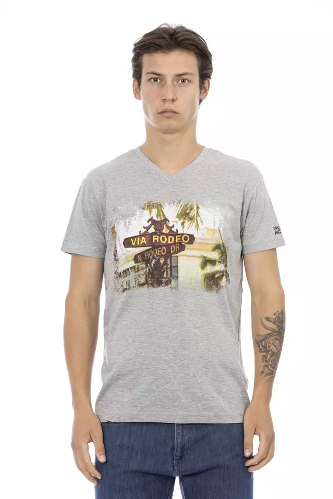 Trussardi Action Gray Cotton Men's T-Shirt - ClickThatClicks 