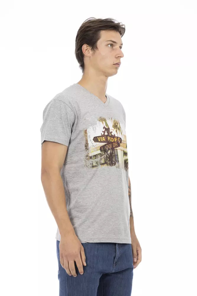 Trussardi Action Gray Cotton Men's T-Shirt - ClickThatClicks 