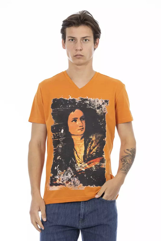 Trussardi Action Orange Cotton Men T-Shirt - ClickThatClicks 