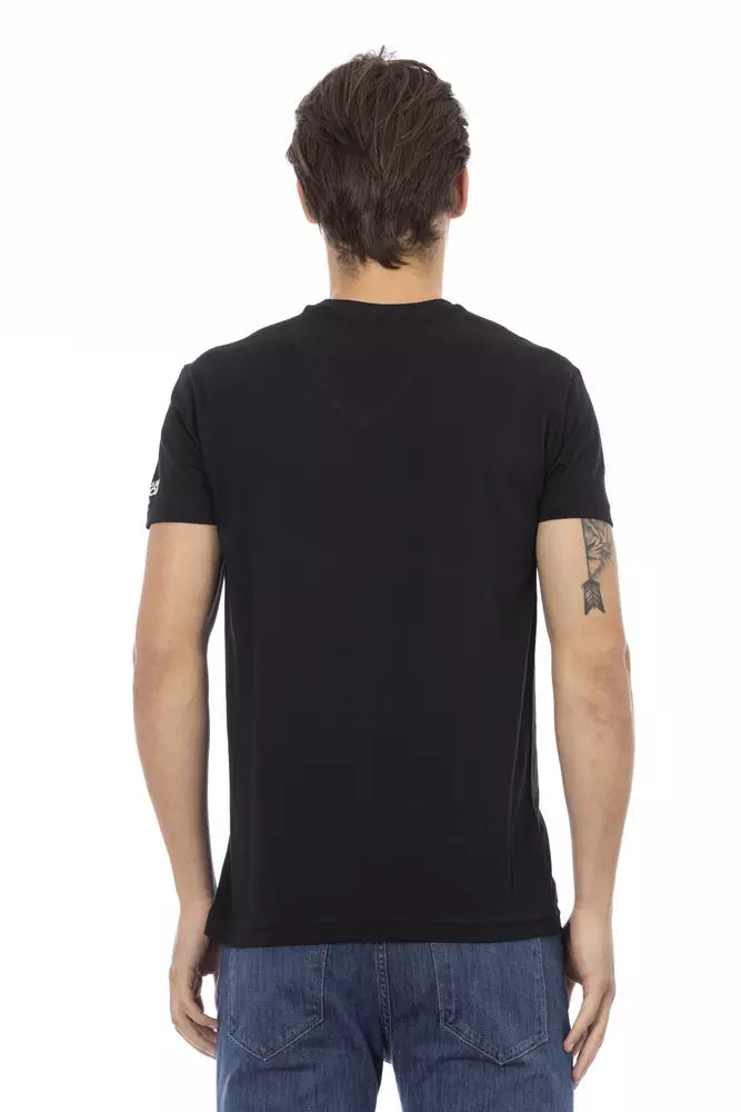 Trussardi Action Black Cotton Men's V-Neck T-Shirt - ClickThatClicks 