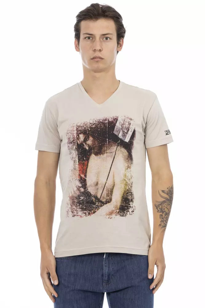 Trussardi Action Beige Cotton Men T-Shirt - ClickThatClicks 