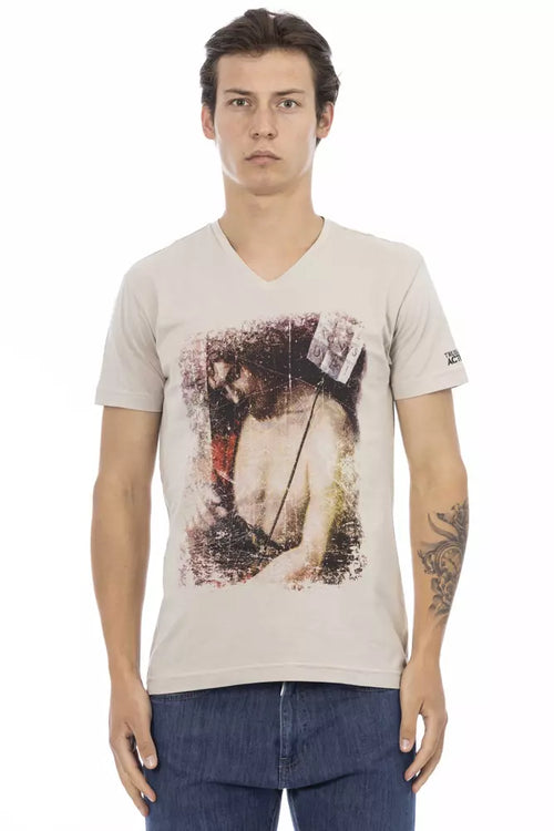 Trussardi Action Beige Cotton Men T-Shirt - ClickThatClicks 