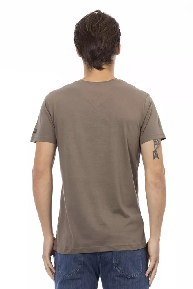 Trussardi Action Brown Cotton Men's V-Neck T-Shirt - ClickThatClicks 