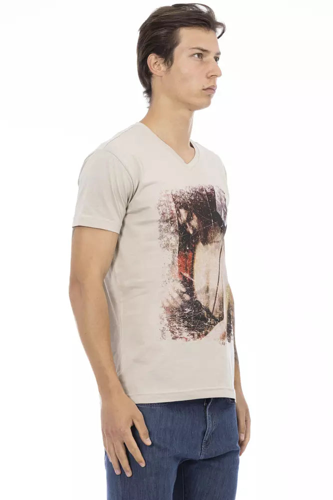 Trussardi Action Beige Cotton Men T-Shirt - ClickThatClicks 