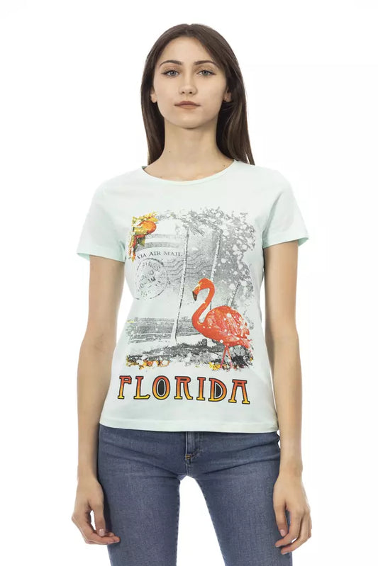 Trussardi Action Light Blue Cotton Women T-Shirt - ClickThatClicks 