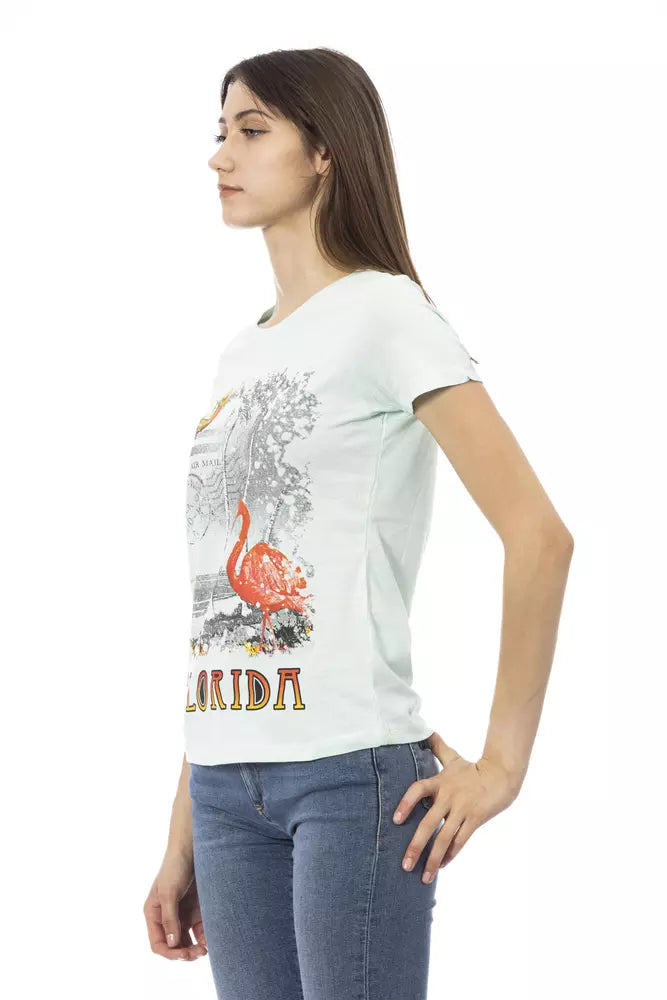 Trussardi Action Light Blue Cotton Women T-Shirt - ClickThatClicks 