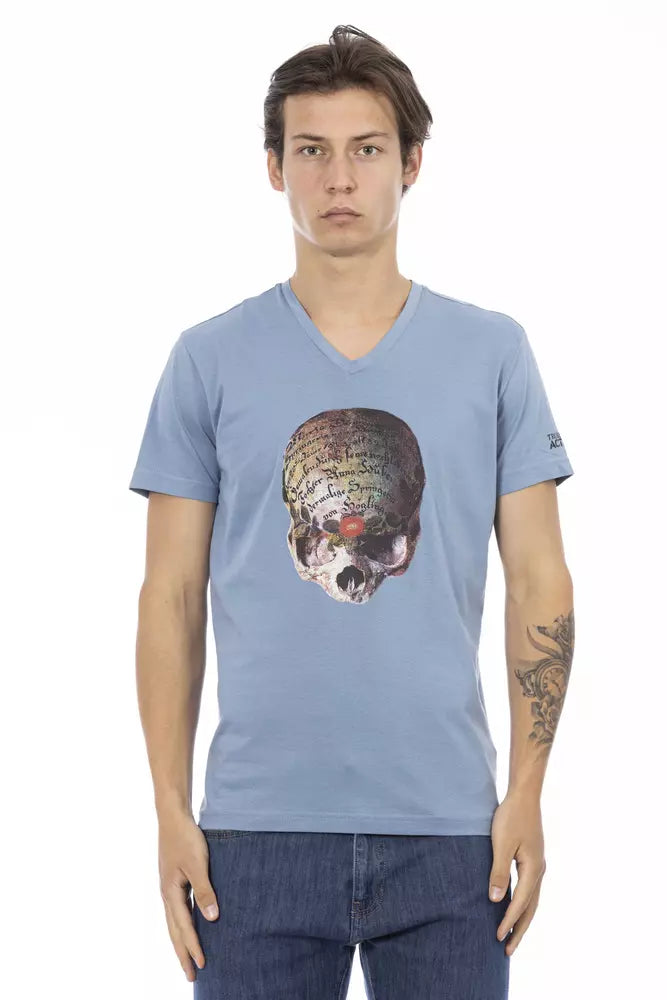 Trussardi Action Light Blue Cotton Men T-Shirt - ClickThatClicks 