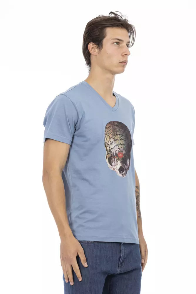 Trussardi Action Light Blue Cotton Men T-Shirt - ClickThatClicks 