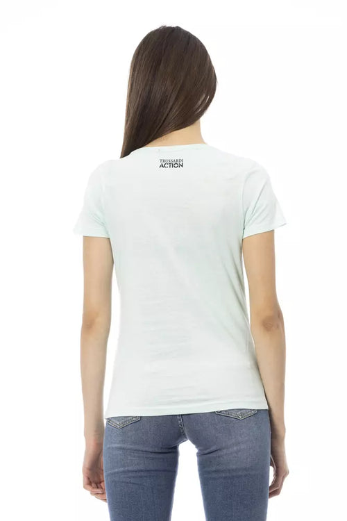 Trussardi Action Light Blue Cotton Women T-Shirt - ClickThatClicks 