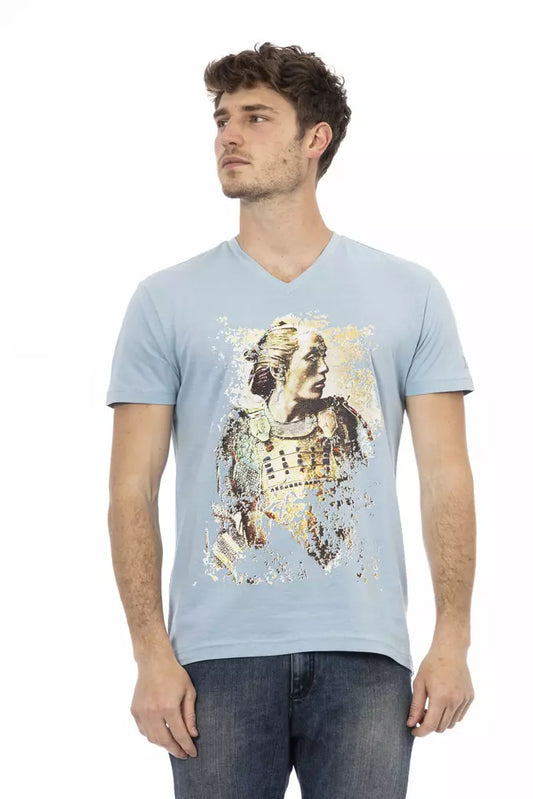 Trussardi Action Light Blue Cotton Men T-Shirt - ClickThatClicks 