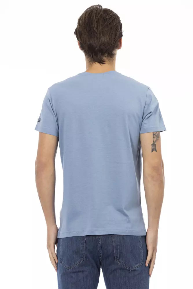 Trussardi Action Light Blue Cotton Men T-Shirt - ClickThatClicks 