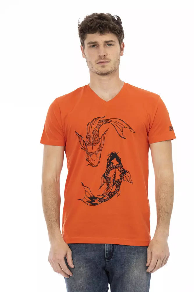 Trussardi Action Red Cotton Men T-Shirt - ClickThatClicks 