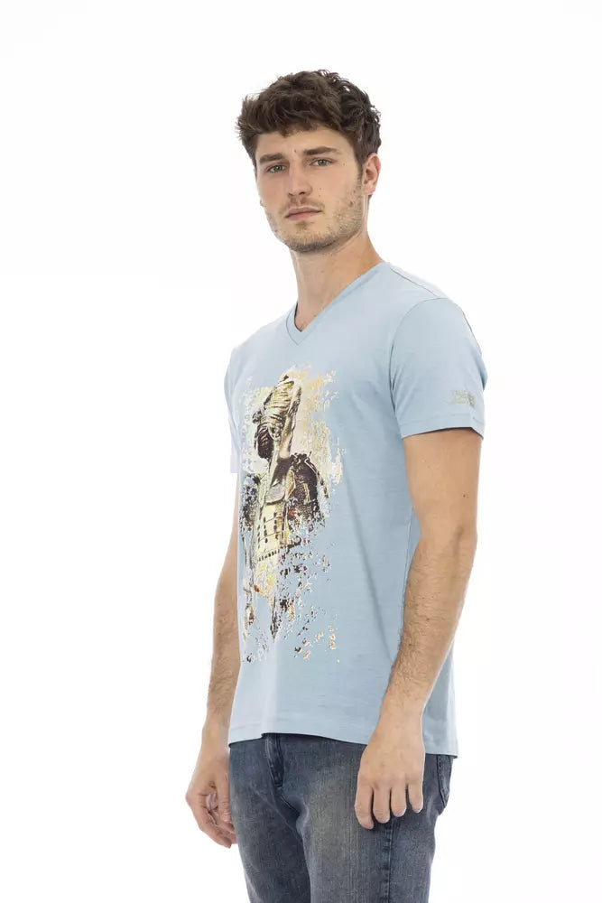 Trussardi Action Light Blue Cotton Men T-Shirt - ClickThatClicks 