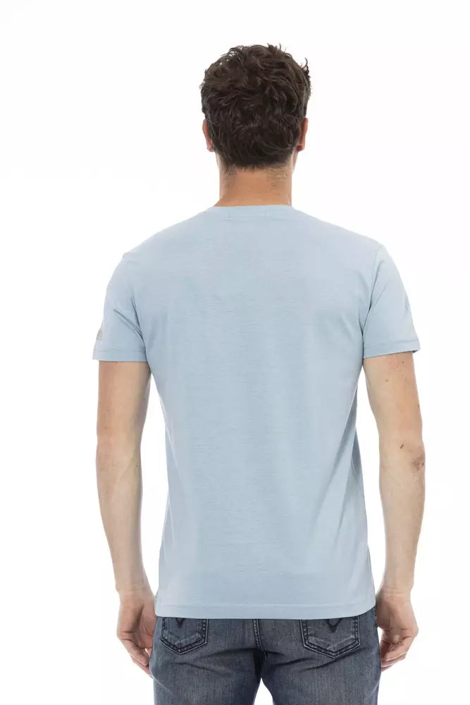 Trussardi Action Light Blue Cotton Men T-Shirt - ClickThatClicks 