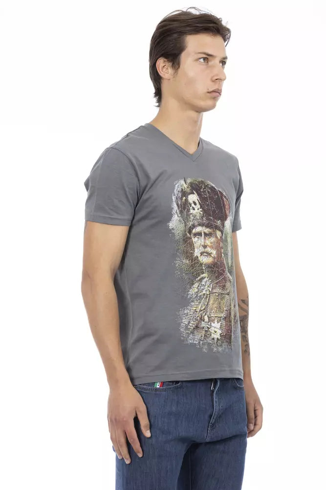 Trussardi Action Gray Cotton Men's T-Shirt - ClickThatClicks 