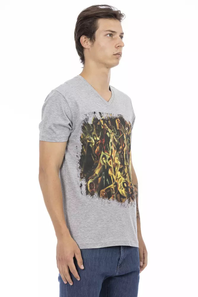 Trussardi Action Gray Cotton Men T-Shirt - ClickThatClicks 