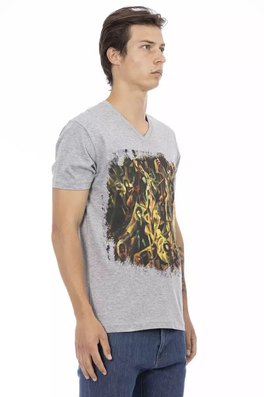 Trussardi Action Gray Cotton Men T-Shirt - ClickThatClicks 