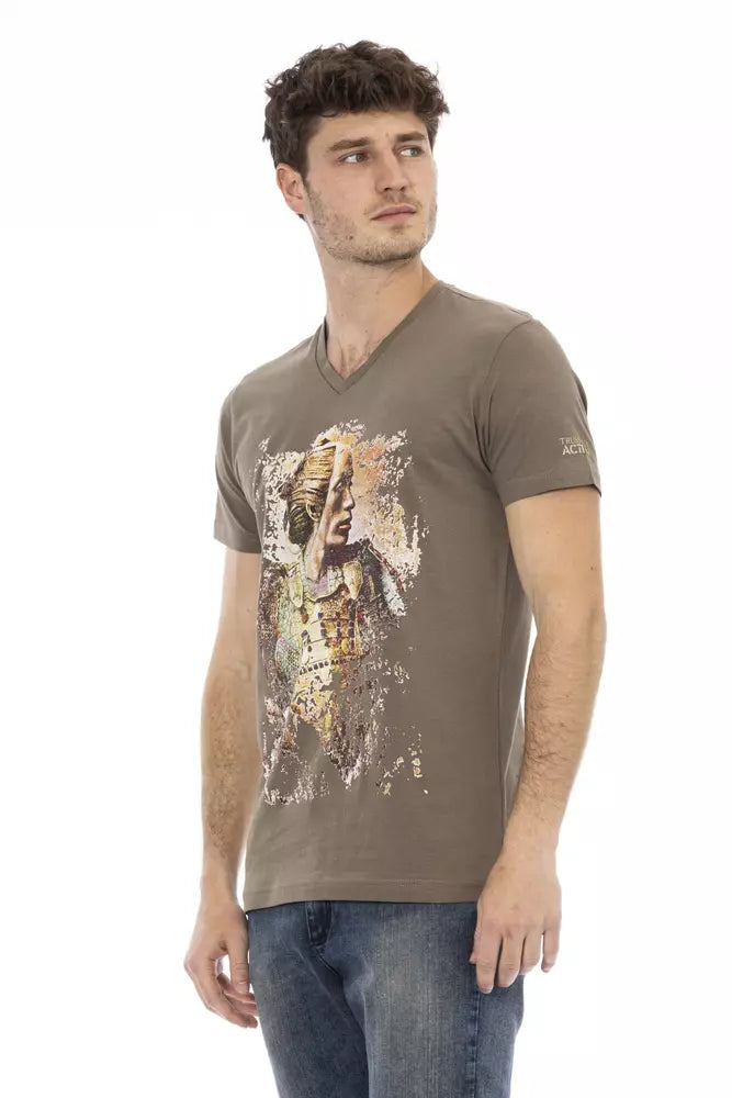 Trussardi Action Brown Cotton Men T-Shirt - ClickThatClicks 