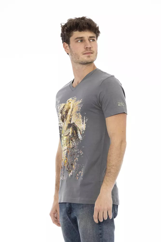 Trussardi Action Gray Cotton Men T-Shirt - ClickThatClicks 