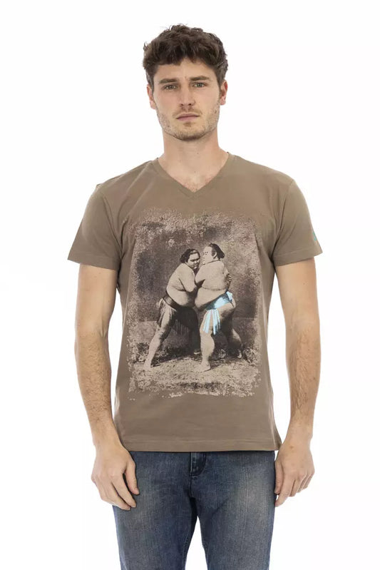 Trussardi Action Brown Cotton Men T-Shirt - ClickThatClicks 