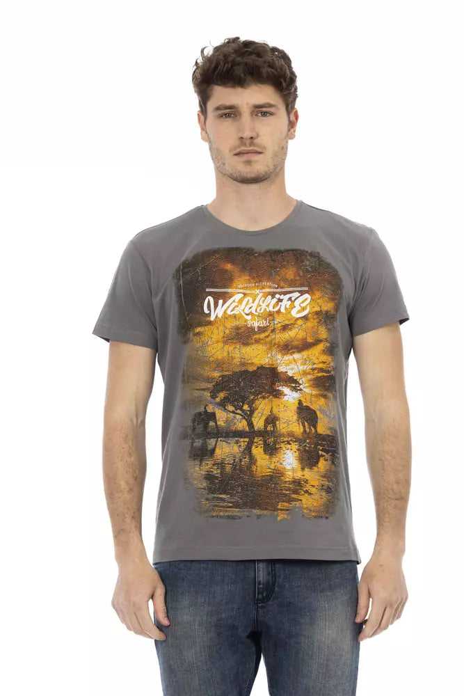 Trussardi Action Gray Cotton Men T-Shirt - ClickThatClicks 