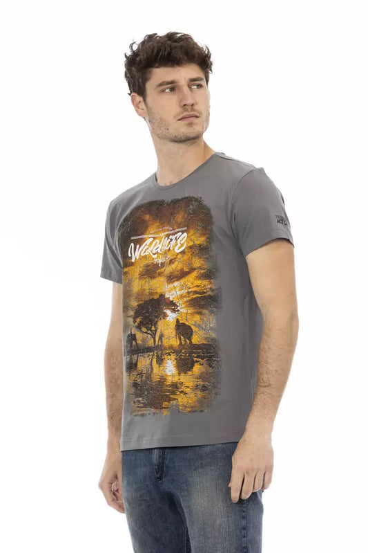 Trussardi Action Gray Cotton Men T-Shirt - ClickThatClicks 