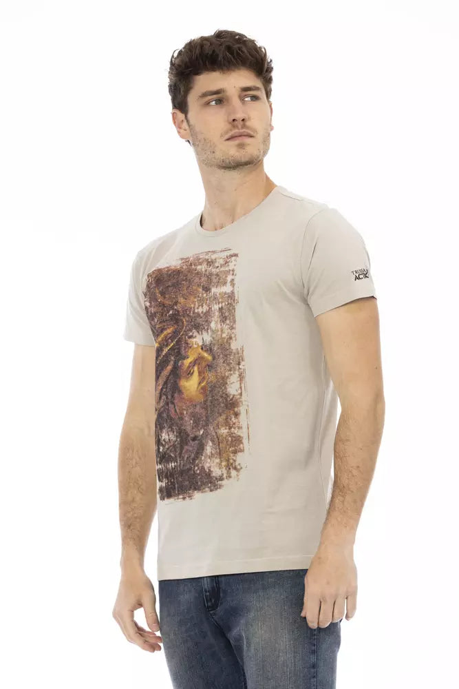 Trussardi Action Beige Cotton Men T-Shirt - ClickThatClicks 