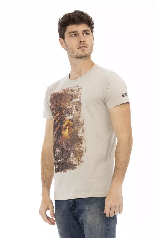 Trussardi Action Beige Cotton Men T-Shirt - ClickThatClicks 