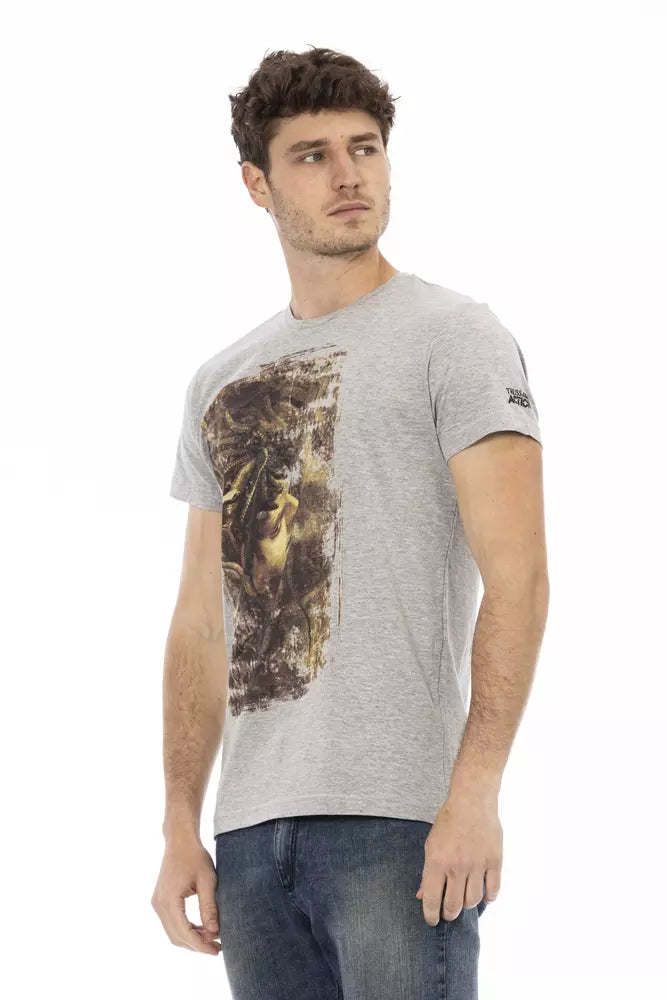 Trussardi Action Gray Cotton Men's T-Shirt - ClickThatClicks 