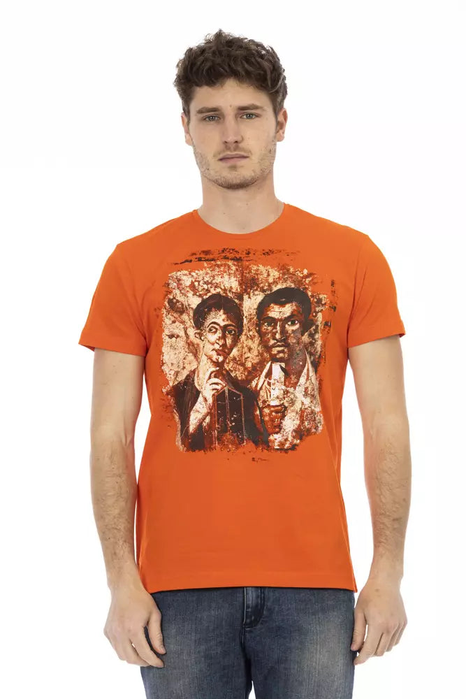 Trussardi Action Orange Cotton Men T-Shirt - ClickThatClicks 