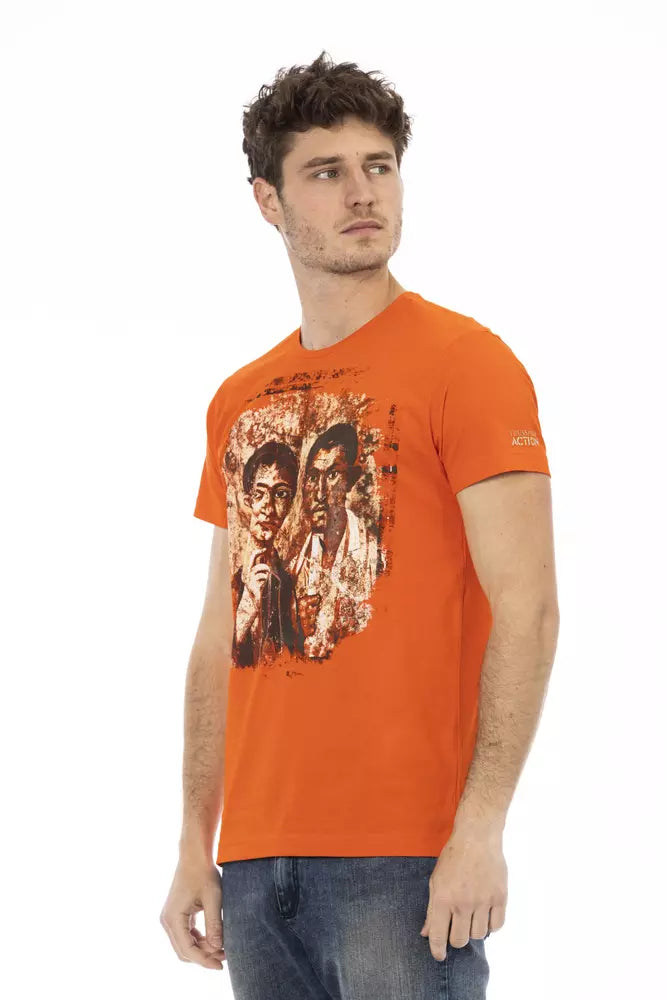 Trussardi Action Orange Cotton Men T-Shirt - ClickThatClicks 