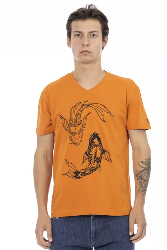 Trussardi Action Orange Cotton Men's T-Shirt - ClickThatClicks 