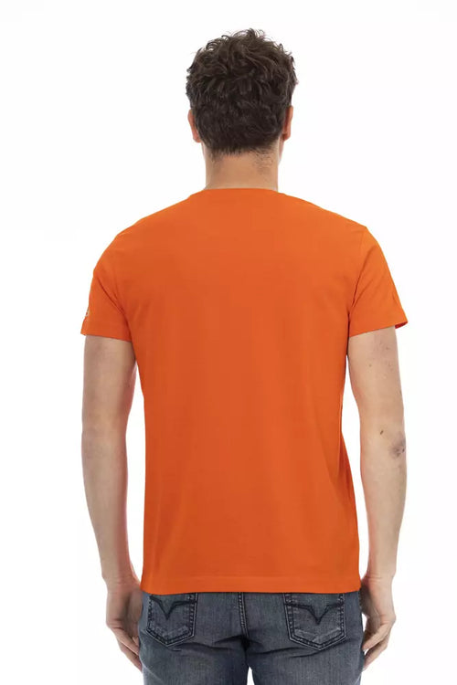 Trussardi Action Orange Cotton Men T-Shirt - ClickThatClicks 