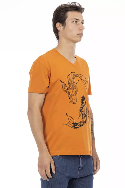 Trussardi Action Orange Cotton Men's T-Shirt - ClickThatClicks 