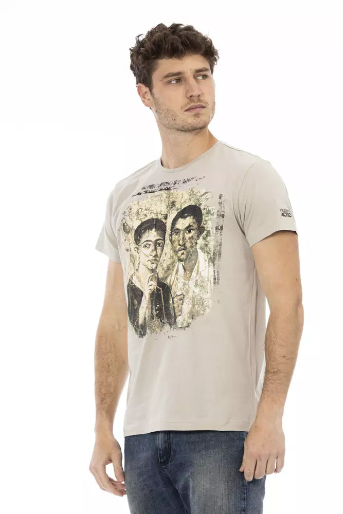 Trussardi Action Beige Cotton Men T-Shirt - ClickThatClicks 