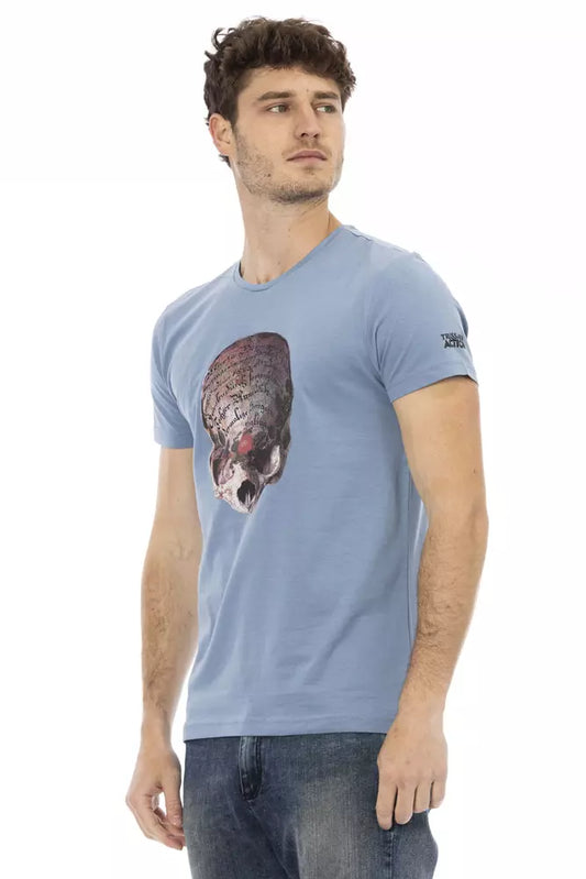 Trussardi Action Light Blue Cotton Men T-Shirt - ClickThatClicks 