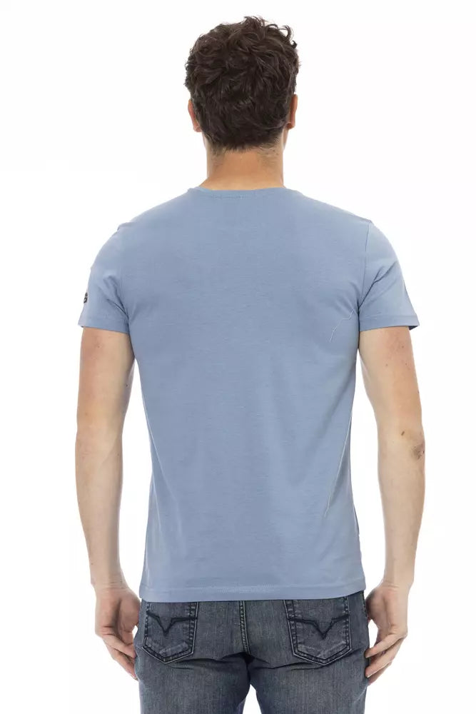 Trussardi Action Light Blue Cotton Men T-Shirt - ClickThatClicks 
