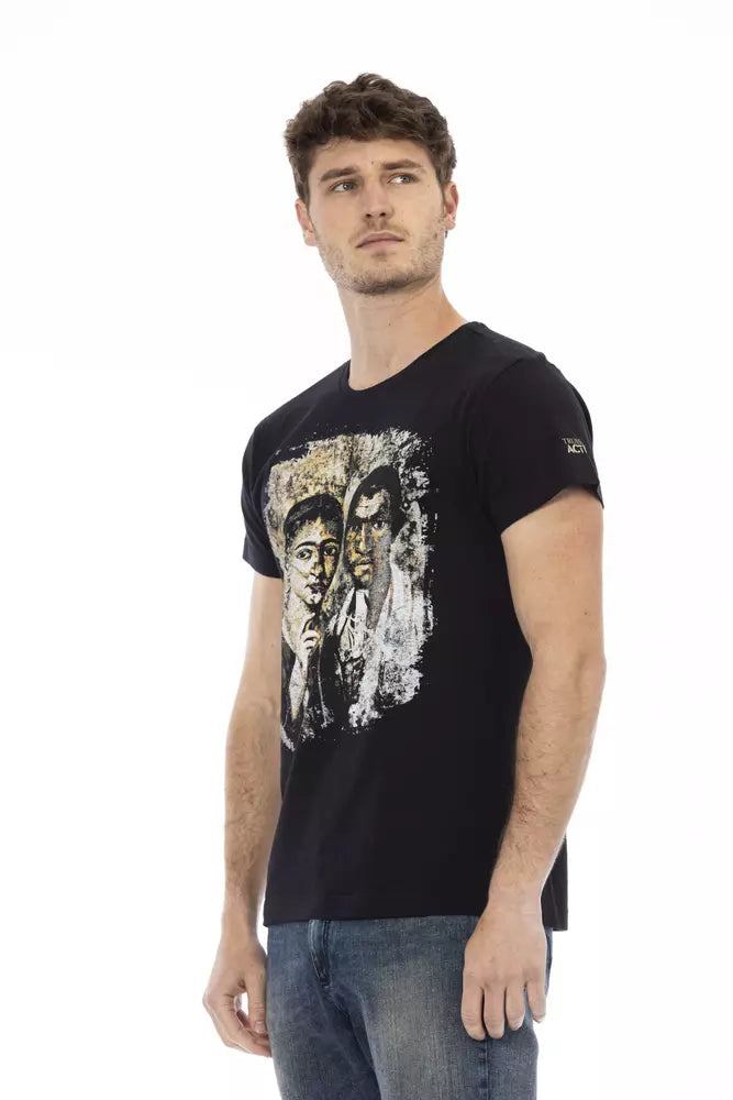 Trussardi Action Black Cotton Men T-Shirt - ClickThatClicks 