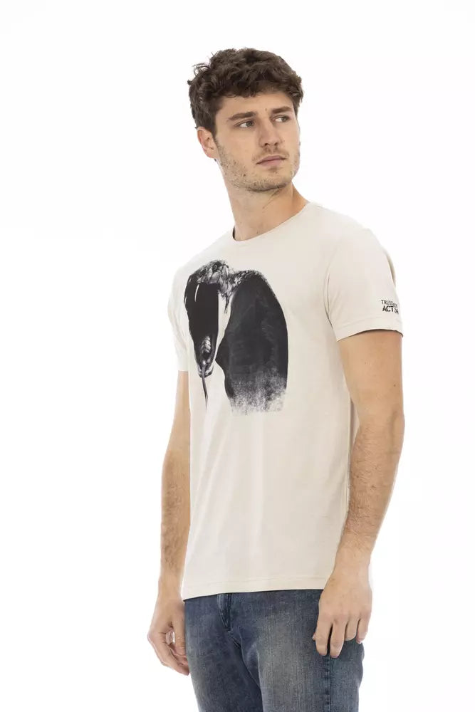Trussardi Action Beige Cotton Men T-Shirt - ClickThatClicks 