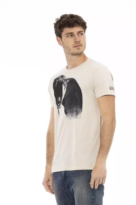 Trussardi Action Beige Cotton Men T-Shirt - ClickThatClicks 