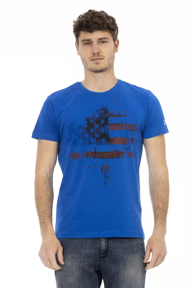 Trussardi Action Blue Cotton Men T-Shirt - ClickThatClicks 