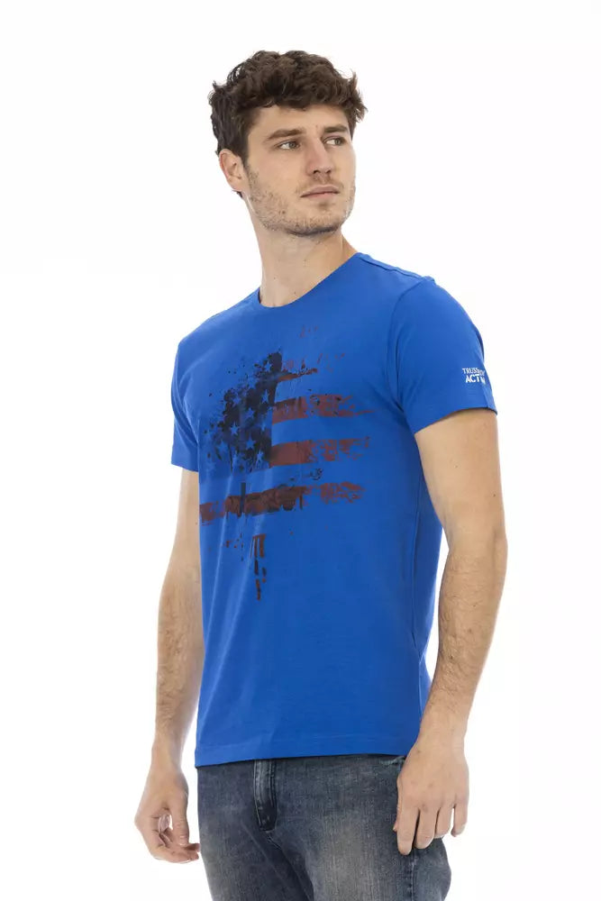 Trussardi Action Blue Cotton Men T-Shirt - ClickThatClicks 