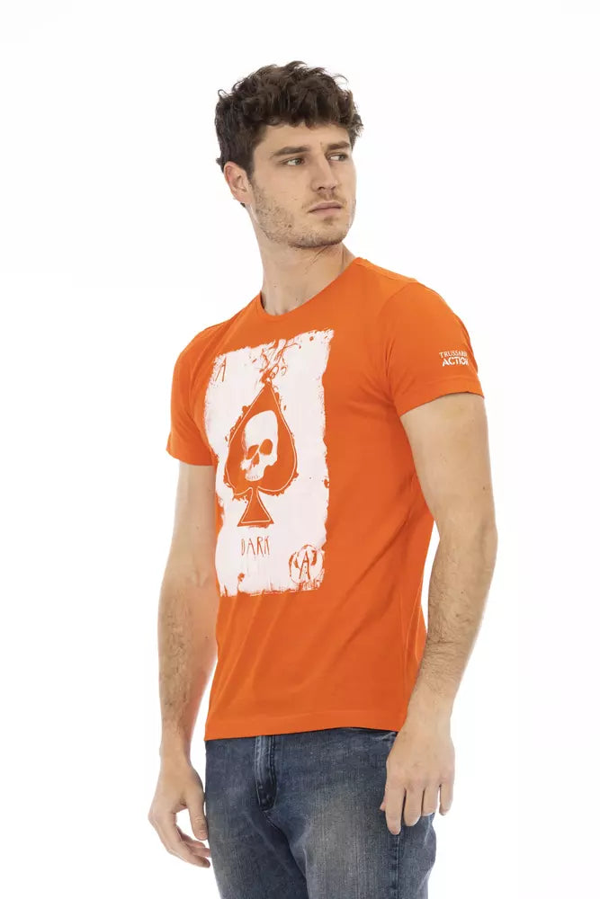 Trussardi Action Orange Cotton Men T-Shirt - ClickThatClicks 