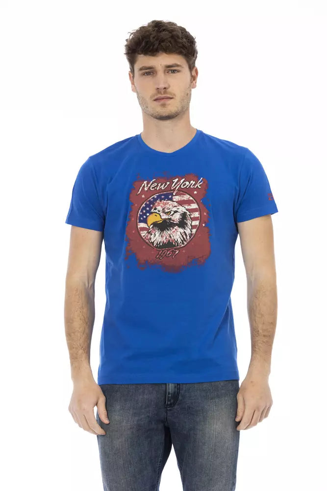Trussardi Action Blue Cotton Men's T-Shirt - ClickThatClicks 