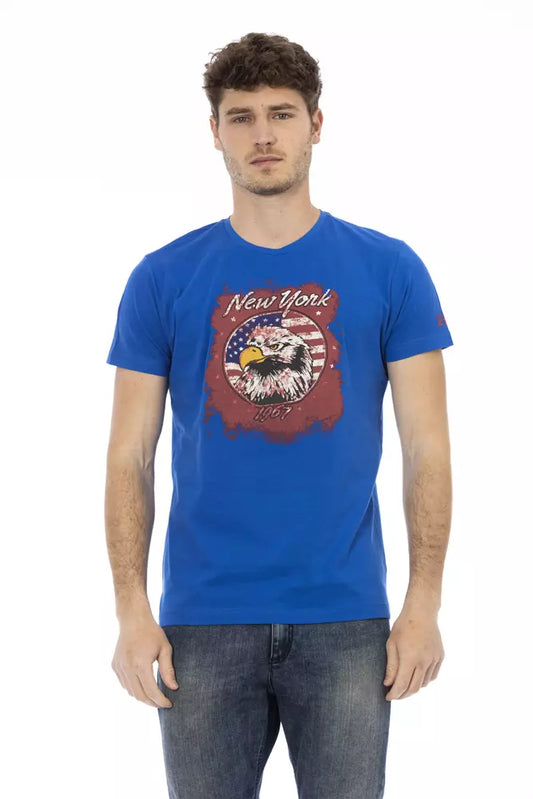 Trussardi Action Blue Cotton Men's T-Shirt - ClickThatClicks 
