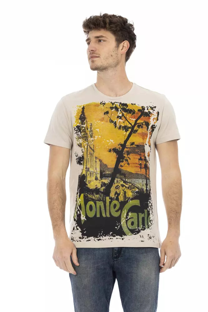 Trussardi Action Beige Cotton Men T-Shirt - ClickThatClicks 