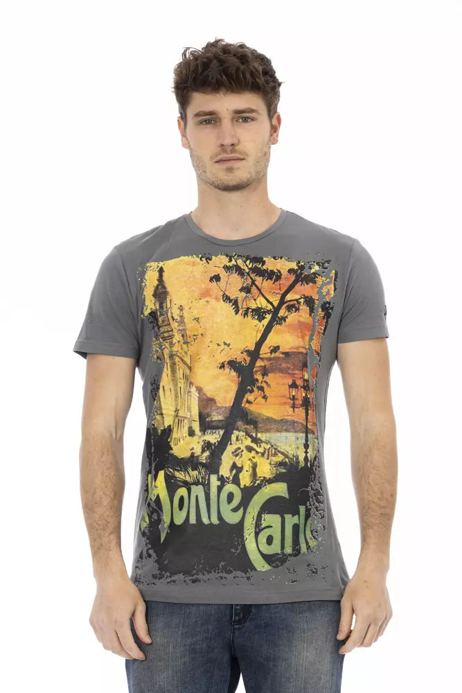 Trussardi Action Gray Cotton Men T-Shirt - ClickThatClicks 